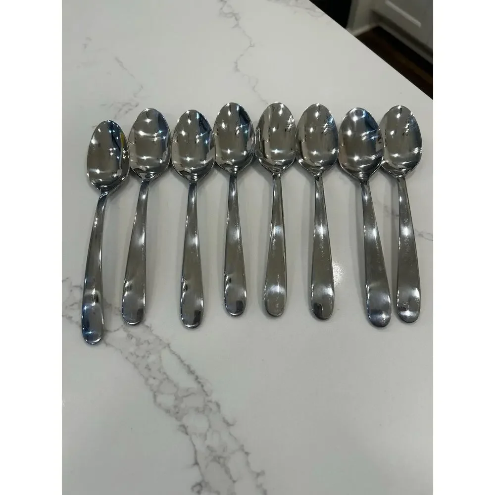 Cambridge Mark 11-23 Plain Flatware Silverware Lot of 8 Dessert Spoons Stainless